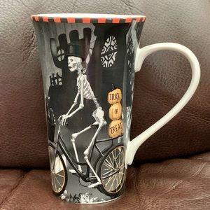 222 Fifth Bicycle Skeleton Gentleman Halloween Latte Mug